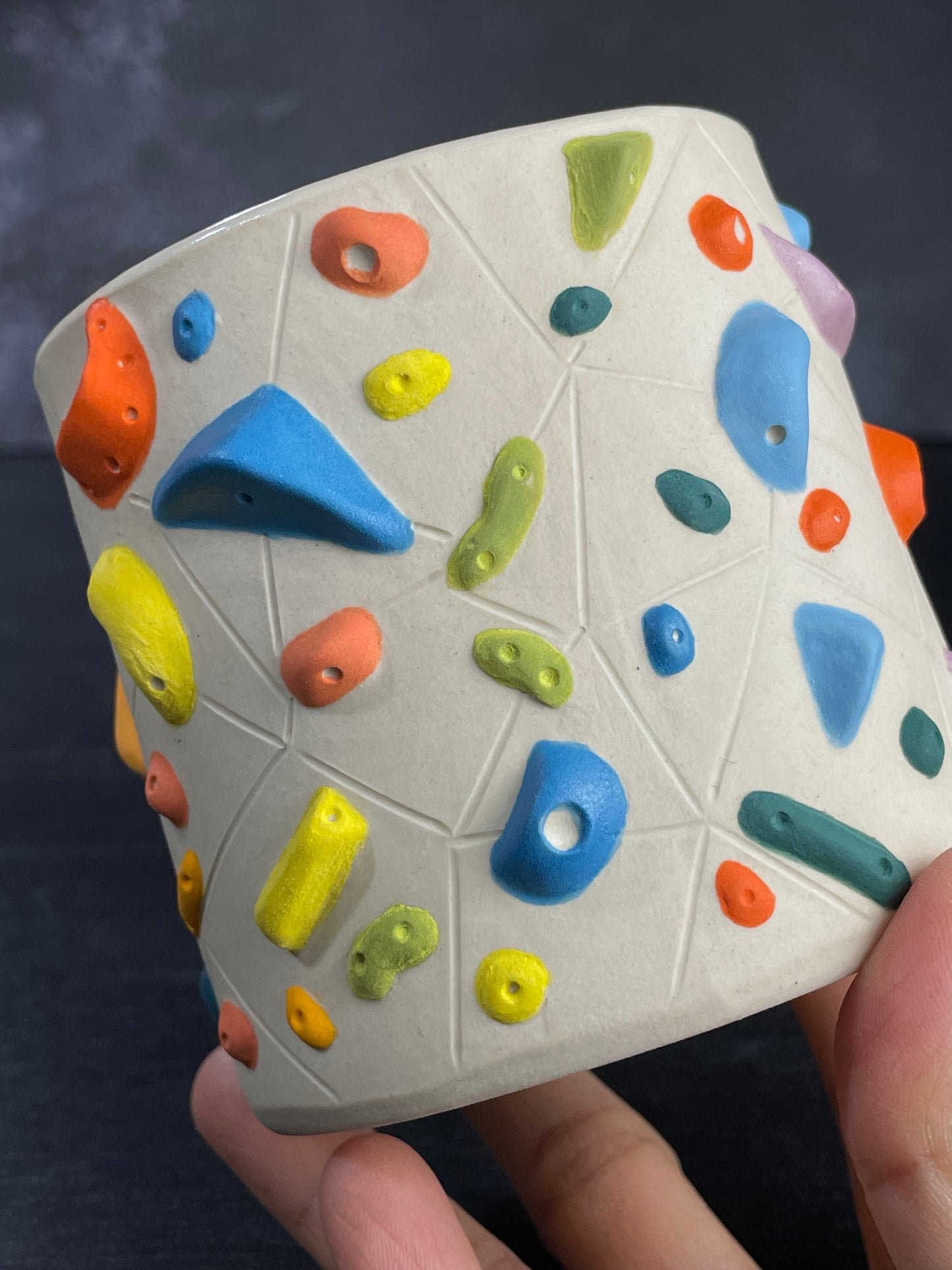 White Climbing Cup with Hold Handle - GREEN