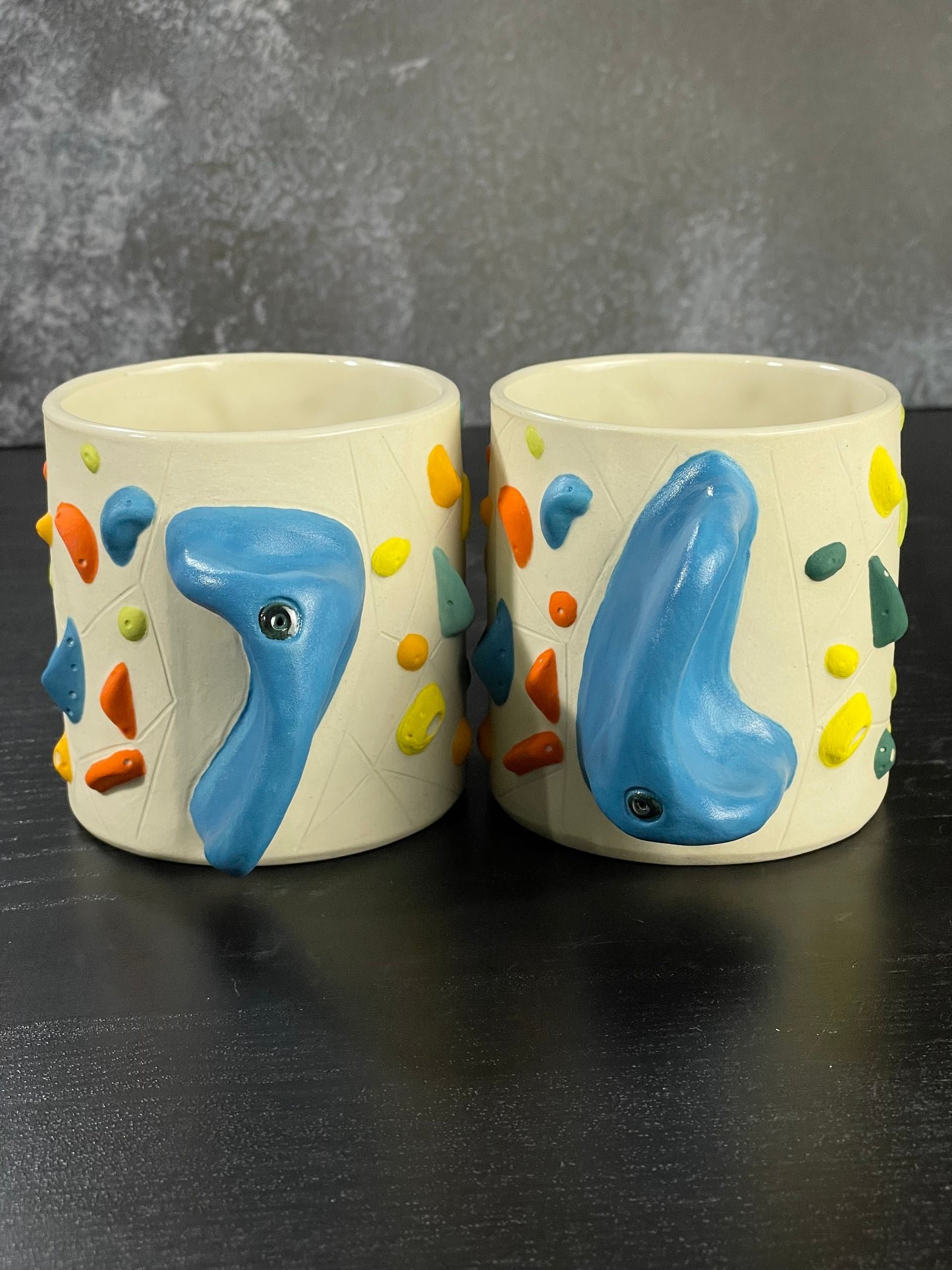 White Climbing Cup with Hold Handle - BLUE