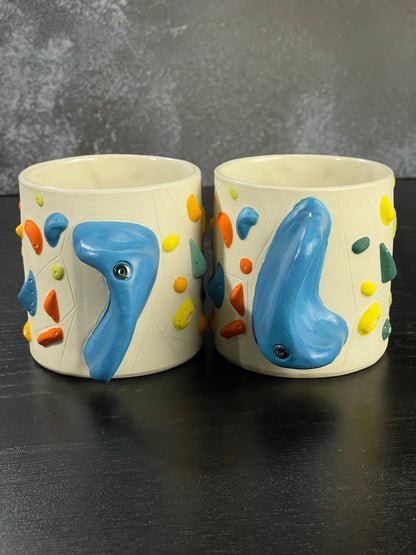 White Climbing Cup with Hold Handle - BLUE