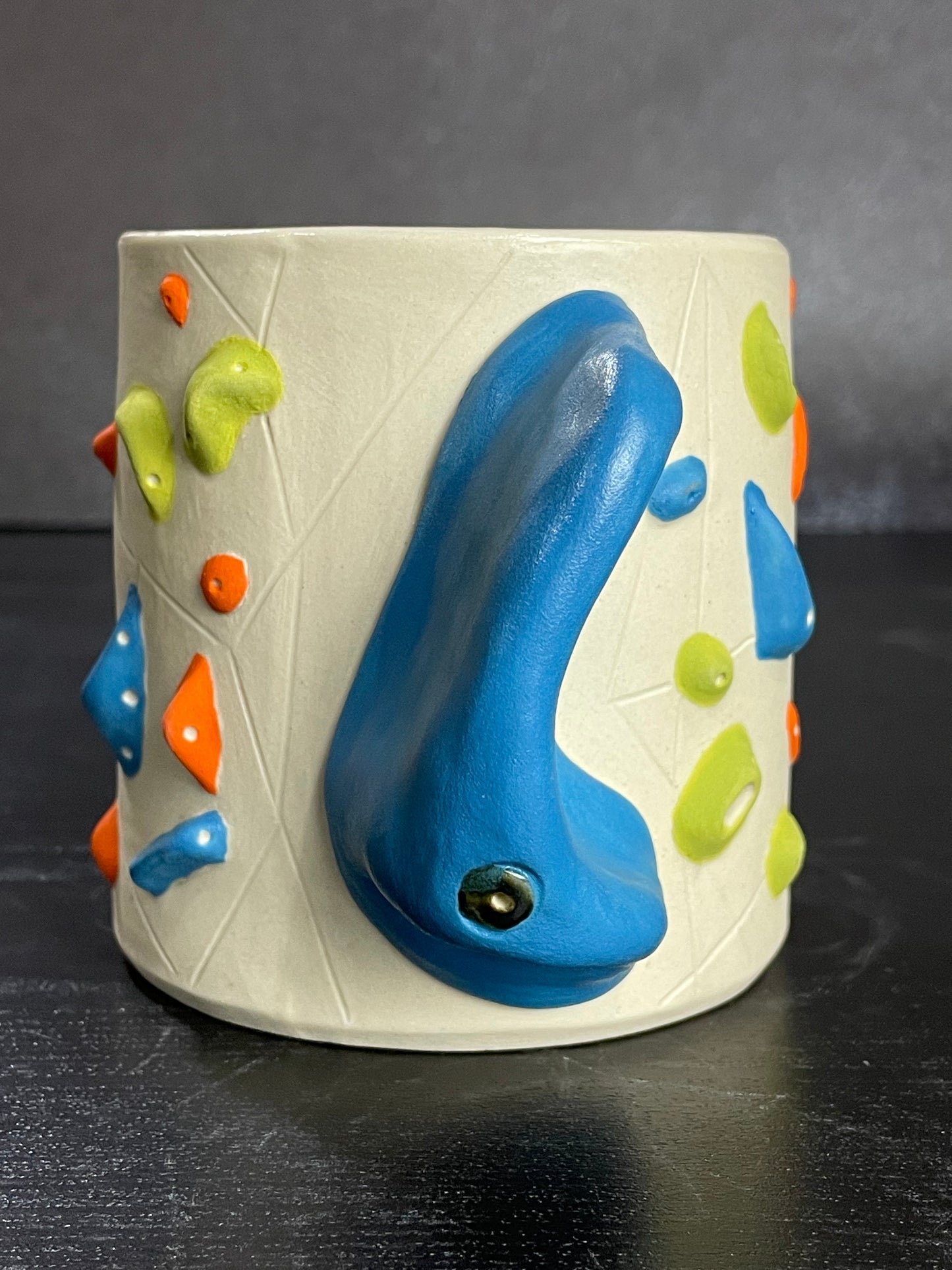 White Climbing Cup with Hold Handle - BLUE