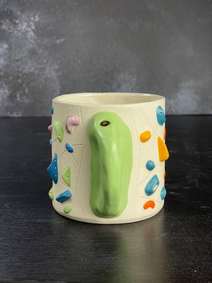 White Climbing Cup with Hold Handle - GREEN