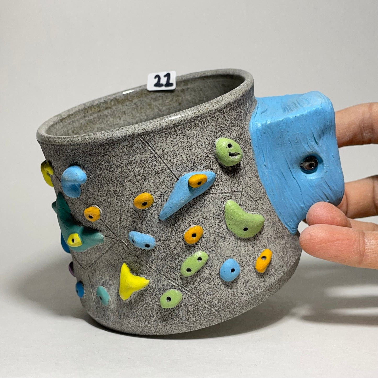 Climbing Cup - Hold Handle - Granite Clay (10-11oz)