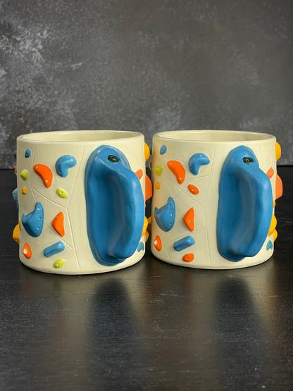 Detailed Holds - White Climbing Cup with Hold Handle - BLUE 12oz