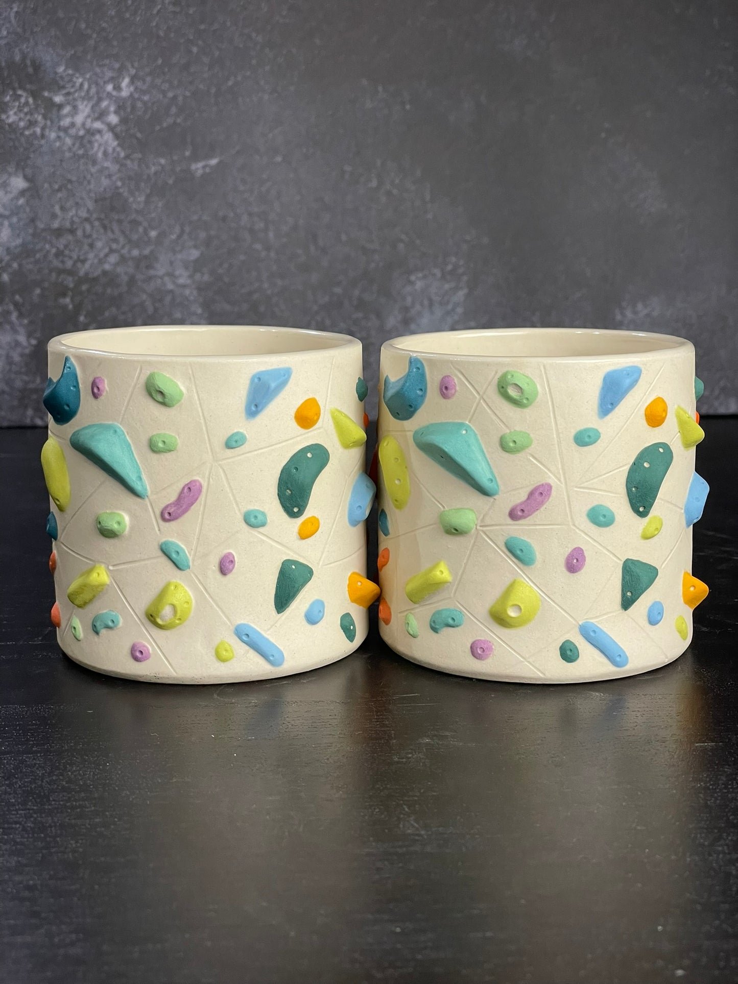 Detailed Holds - White Climbing Cup with Hold Handle - BLUE 12oz