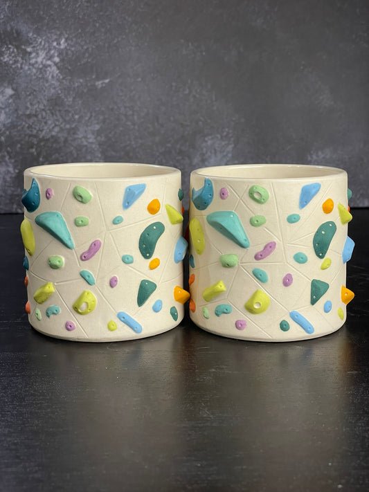 Detailed Holds - White Climbing Cup with Hold Handle - BLUE 12oz