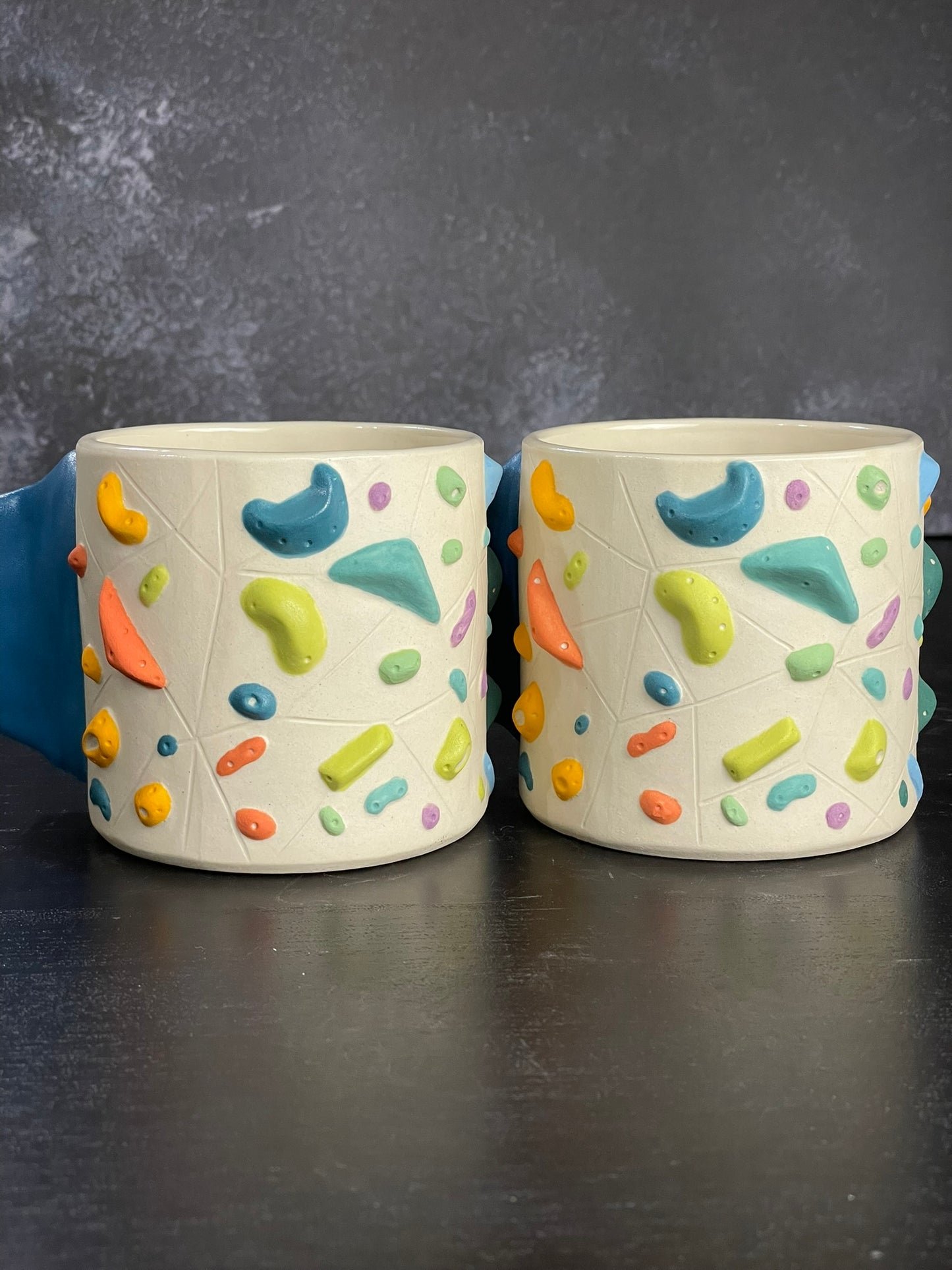 Detailed Holds - White Climbing Cup with Hold Handle - BLUE 12oz
