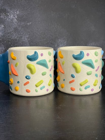 Detailed Holds - White Climbing Cup with Hold Handle - BLUE 12oz