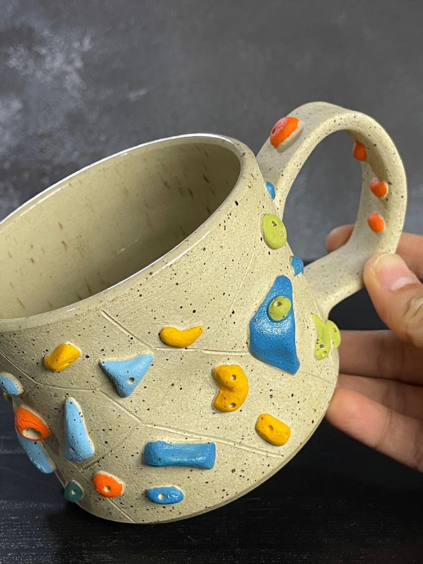 Buff Speckled Climbing Mug 12-14oz - Handsculpted