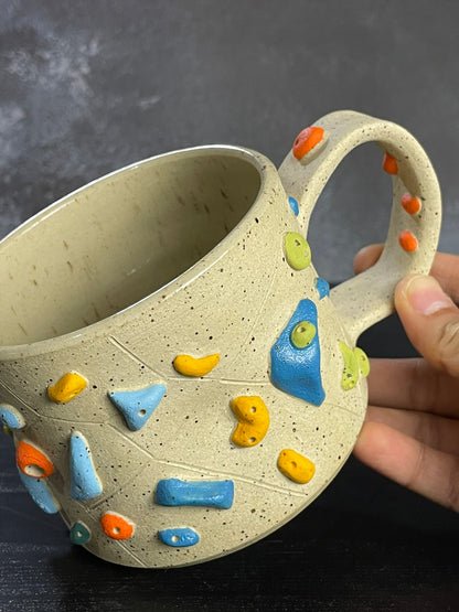 Buff Speckled Climbing Mug 12-14oz - Handsculpted