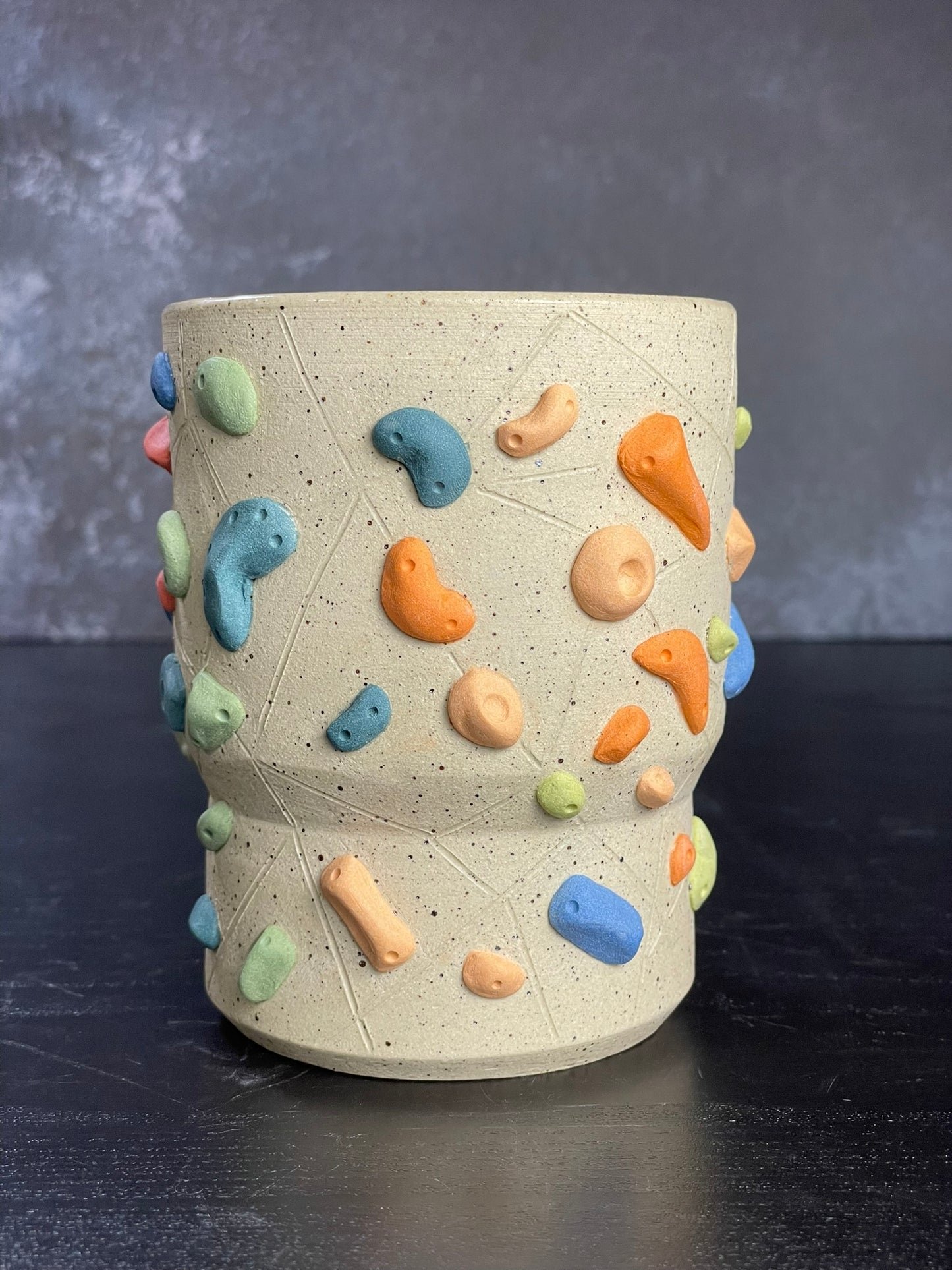 Buff Speckled Climbing Mug 12-14oz - Handsculpted