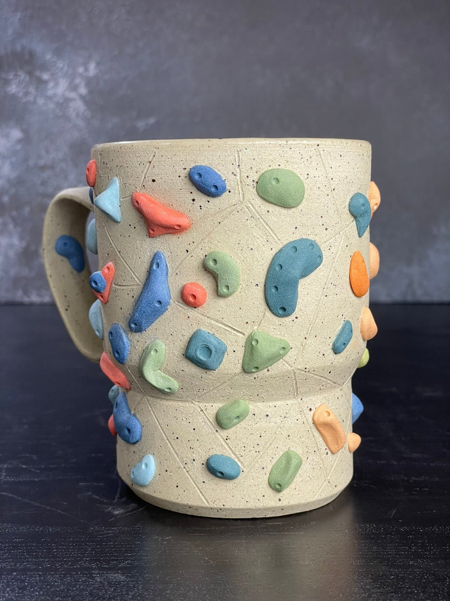 Buff Speckled Climbing Mug 12-14oz - Handsculpted