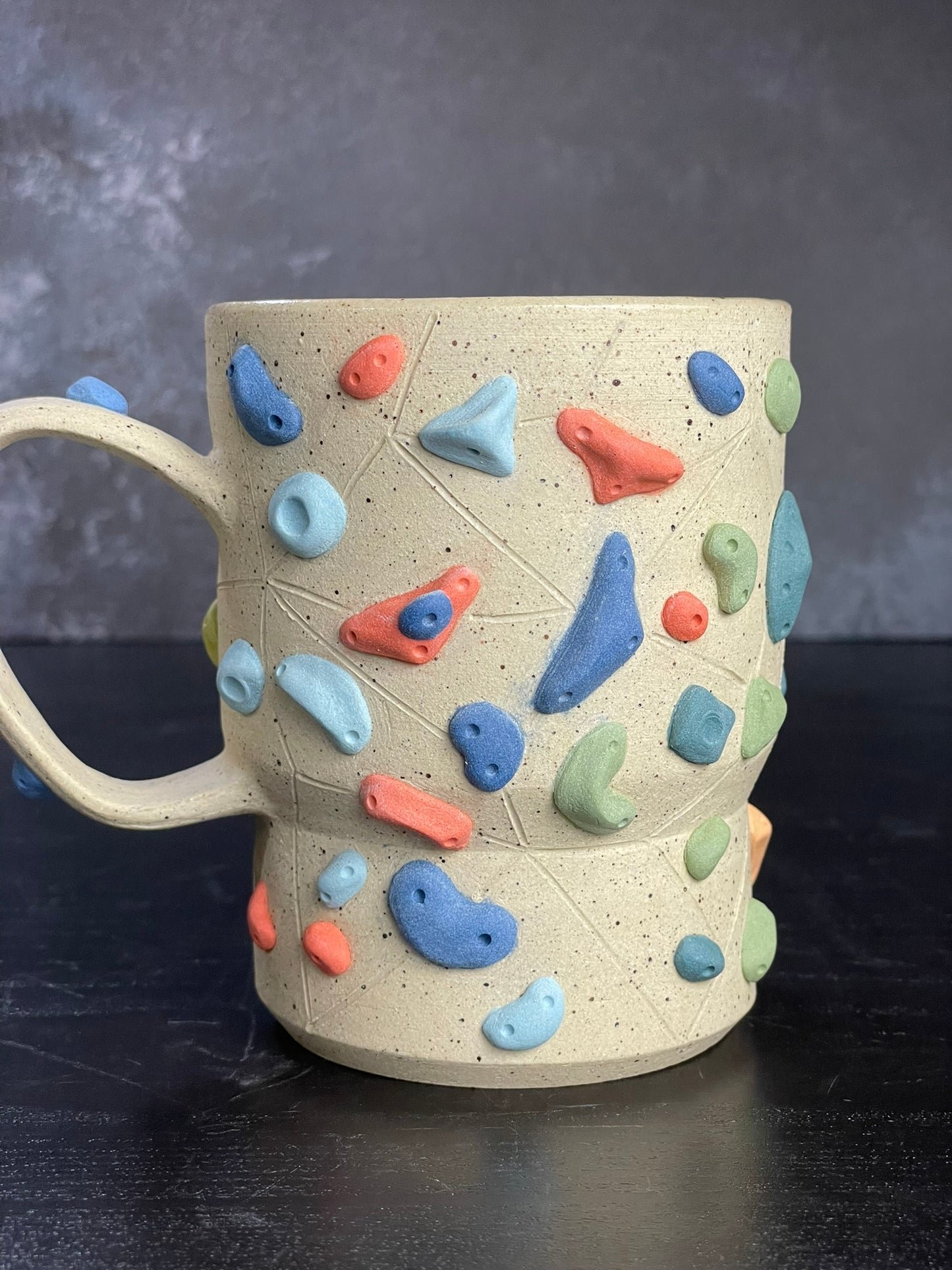 Buff Speckled Climbing Mug 12-14oz - Handsculpted