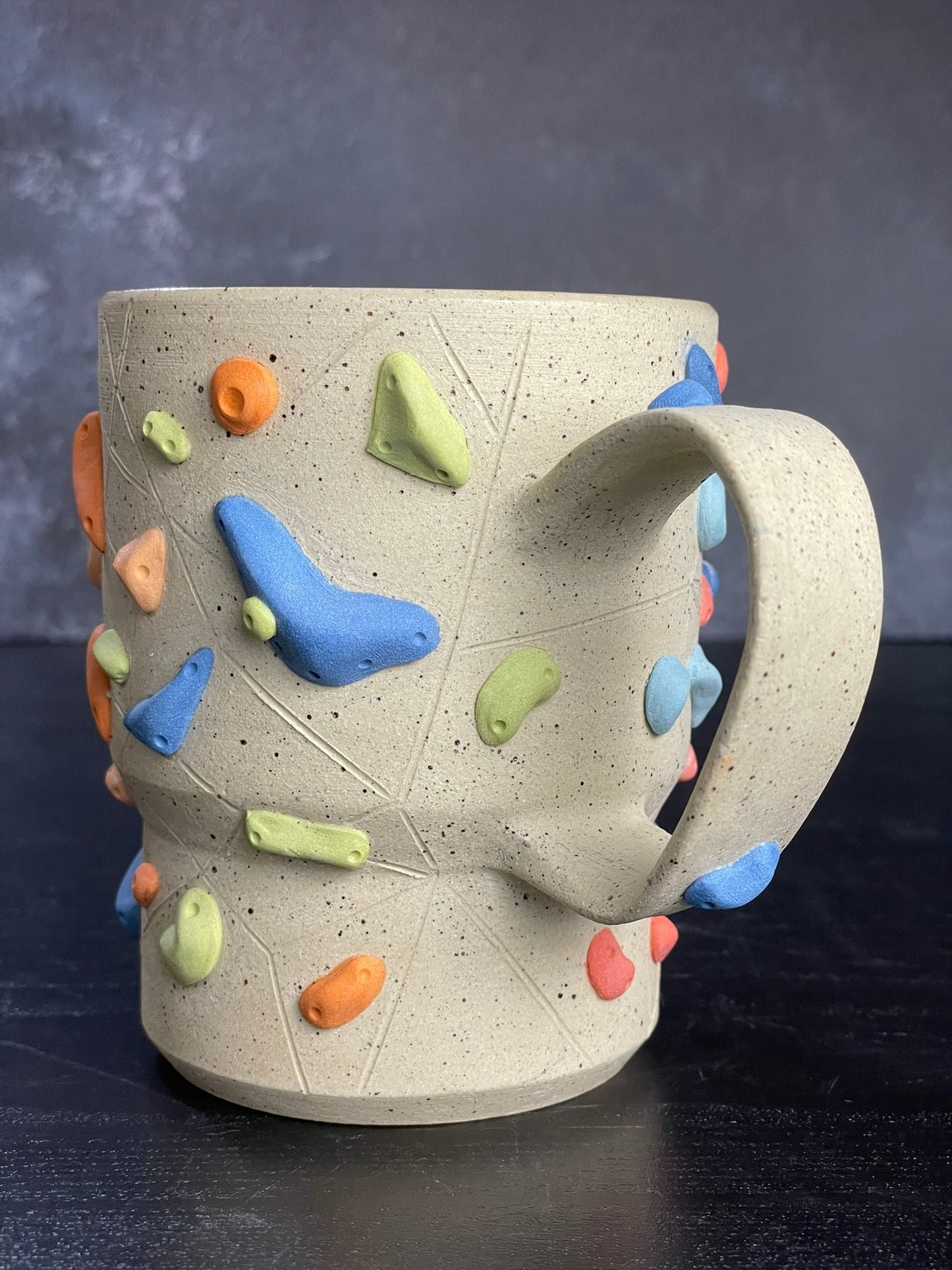Buff Speckled Climbing Mug 12-14oz - Handsculpted