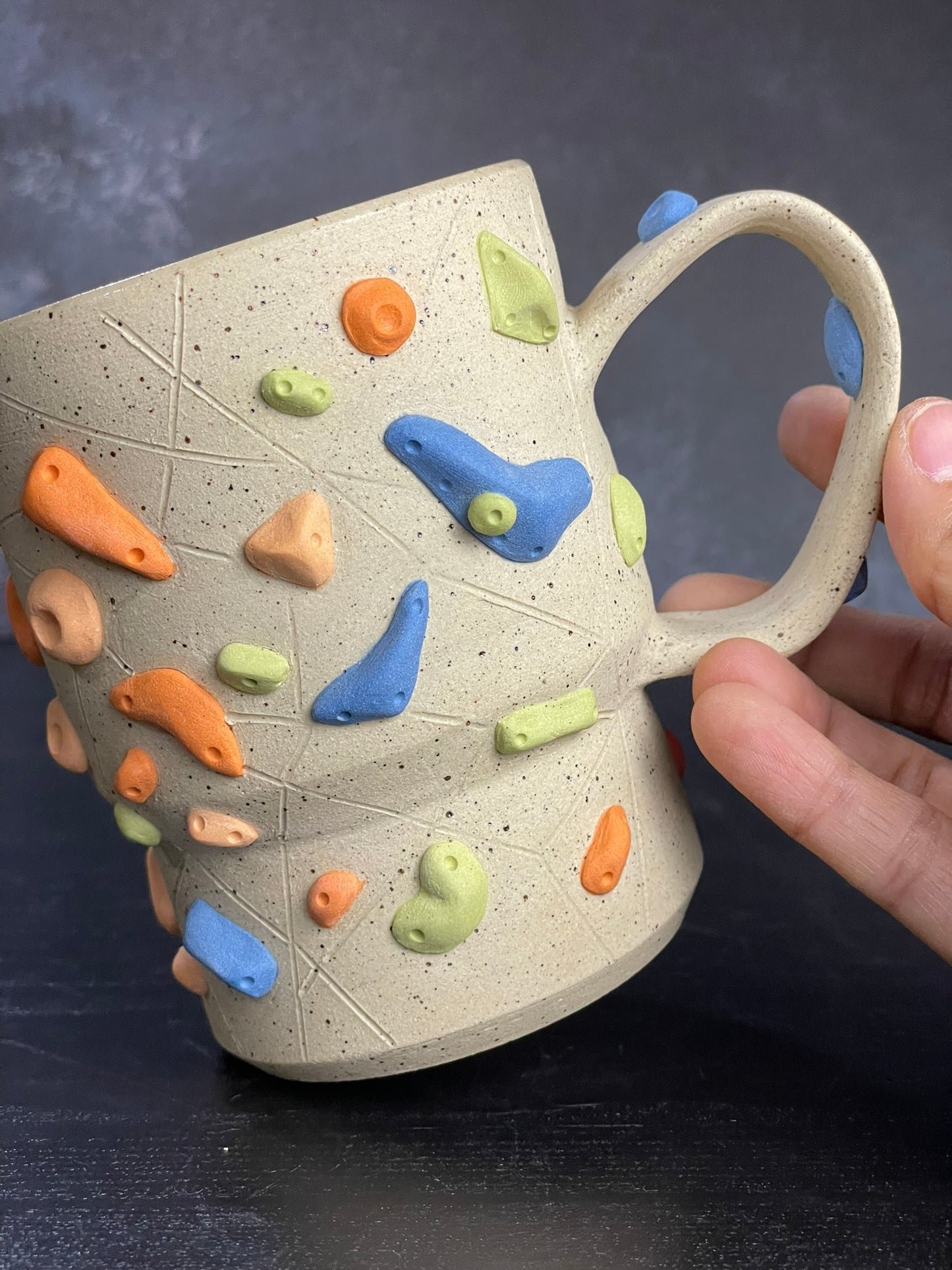 Buff Speckled Climbing Mug 12-14oz - Handsculpted
