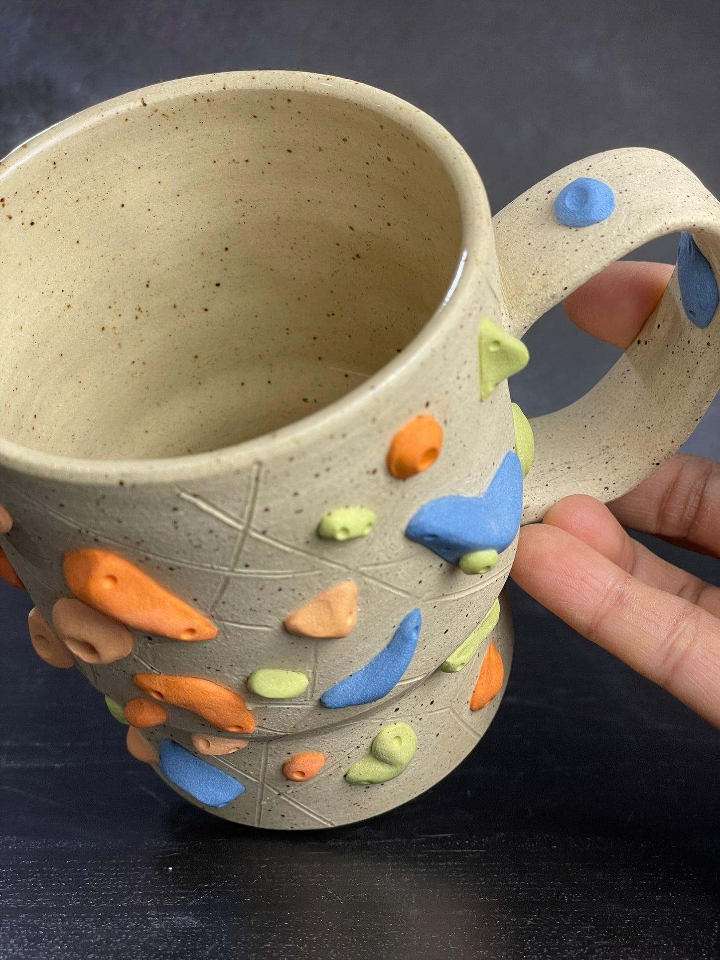 Buff Speckled Climbing Mug 12-14oz - Handsculpted