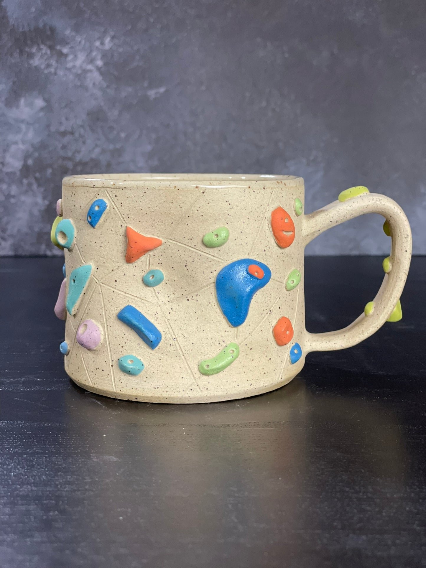 Buff Speckled Climbing Mug 12-14oz - Handsculpted