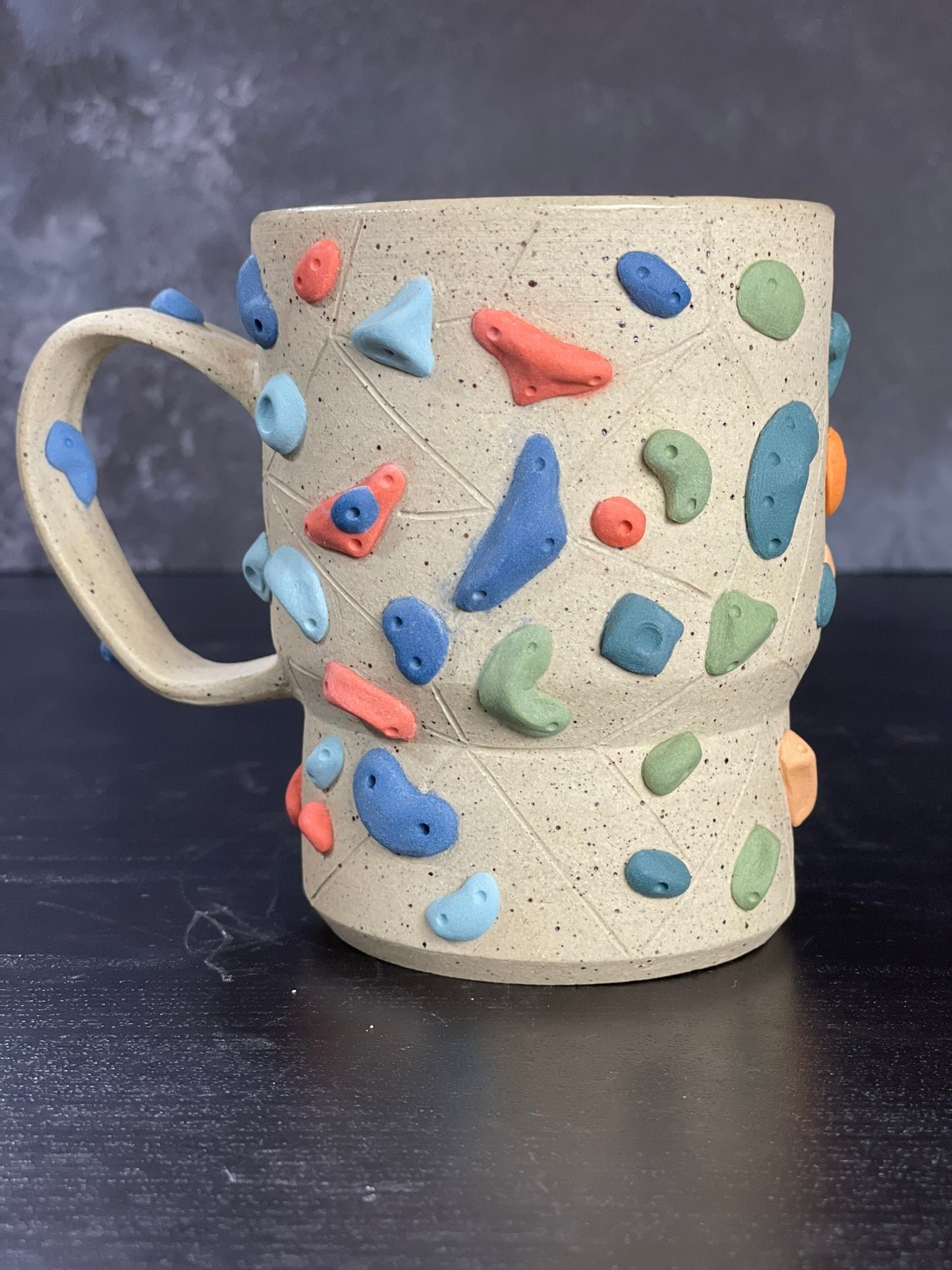 Buff Speckled Climbing Mug 12-14oz - Handsculpted