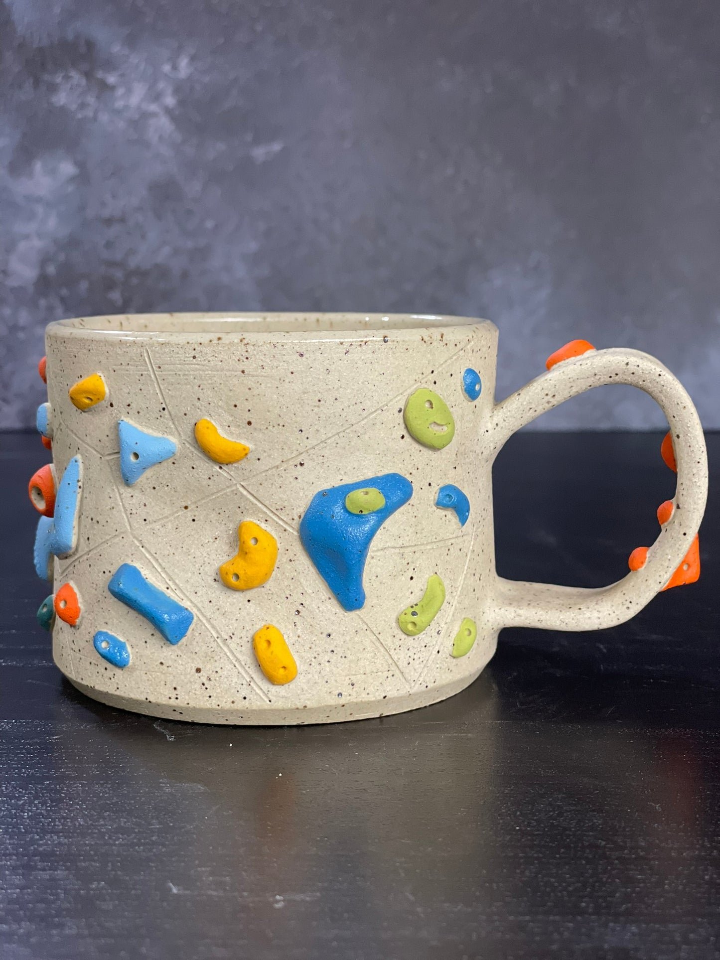 Buff Speckled Climbing Mug 12-14oz - Handsculpted