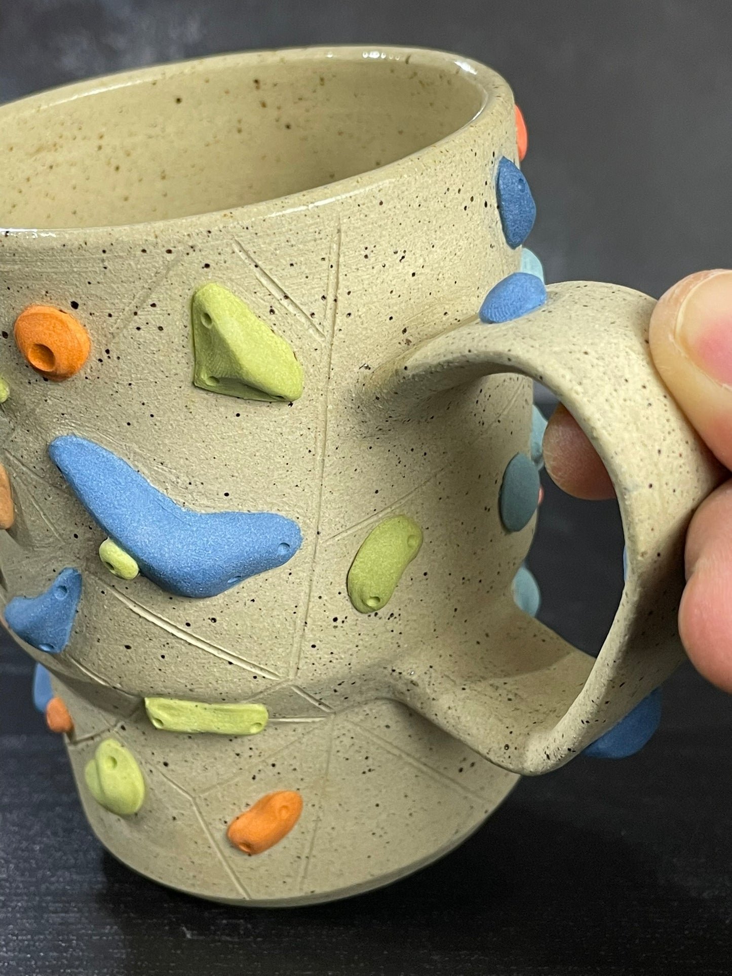 Buff Speckled Climbing Mug 12-14oz - Handsculpted