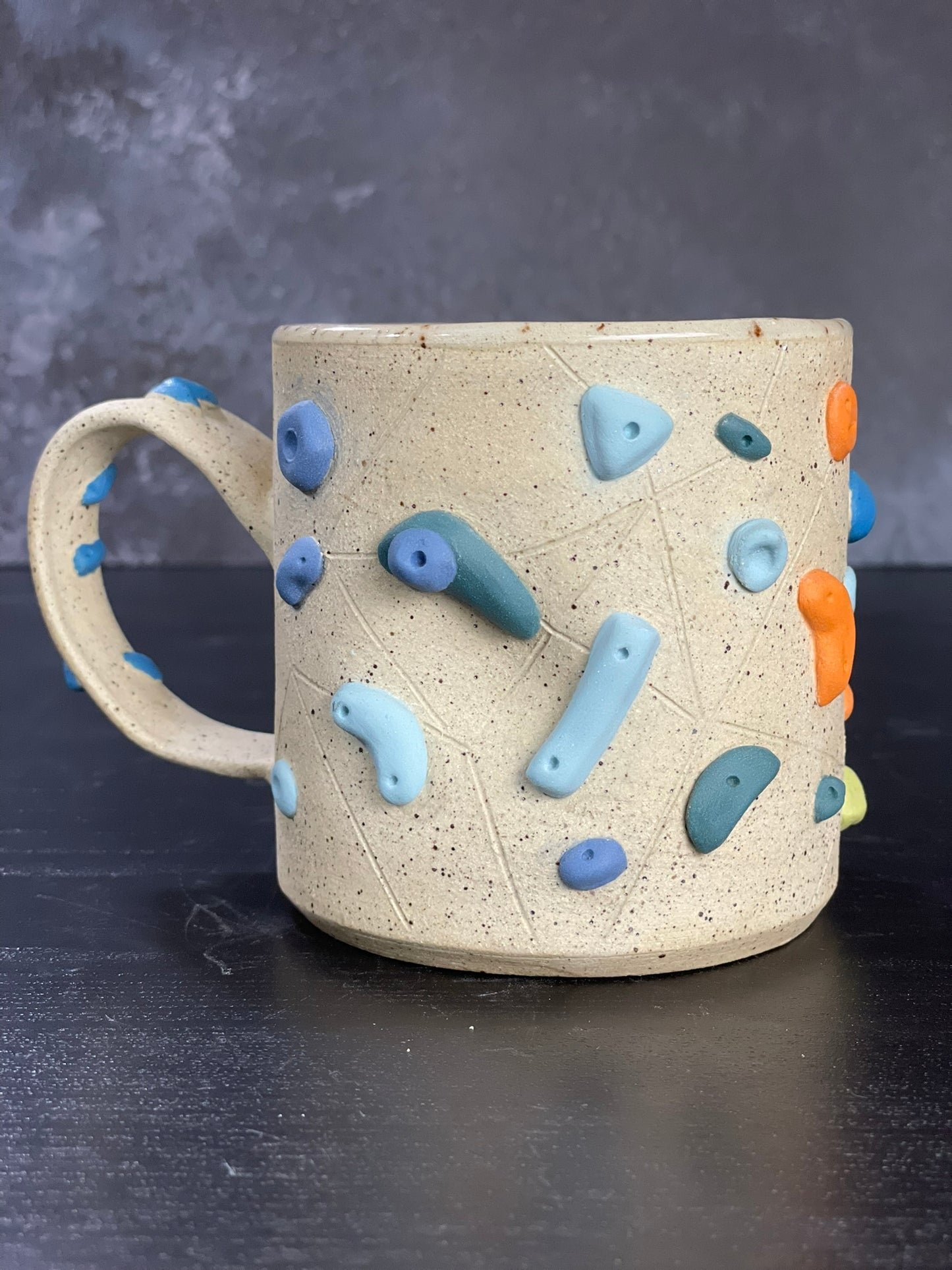 Buff Speckled Climbing Mug 12-14oz - Handsculpted