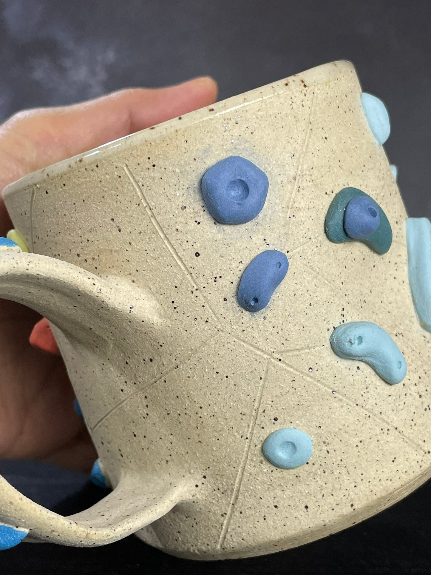 Buff Speckled Climbing Mug 12-14oz - Handsculpted