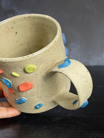 Buff Speckled Climbing Mug 12-14oz - Handsculpted