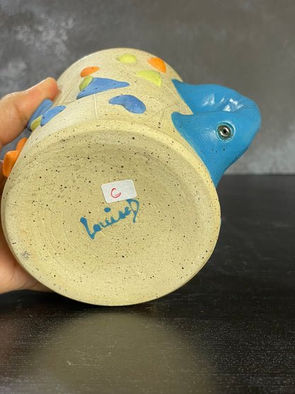 Buff Speckled Climbing Cup with Hold Handle - Handsculpted