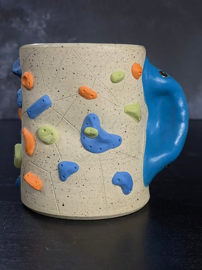 Buff Speckled Climbing Cup with Hold Handle - Handsculpted