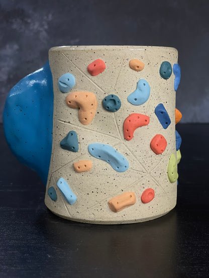 Buff Speckled Climbing Cup with Hold Handle - Handsculpted