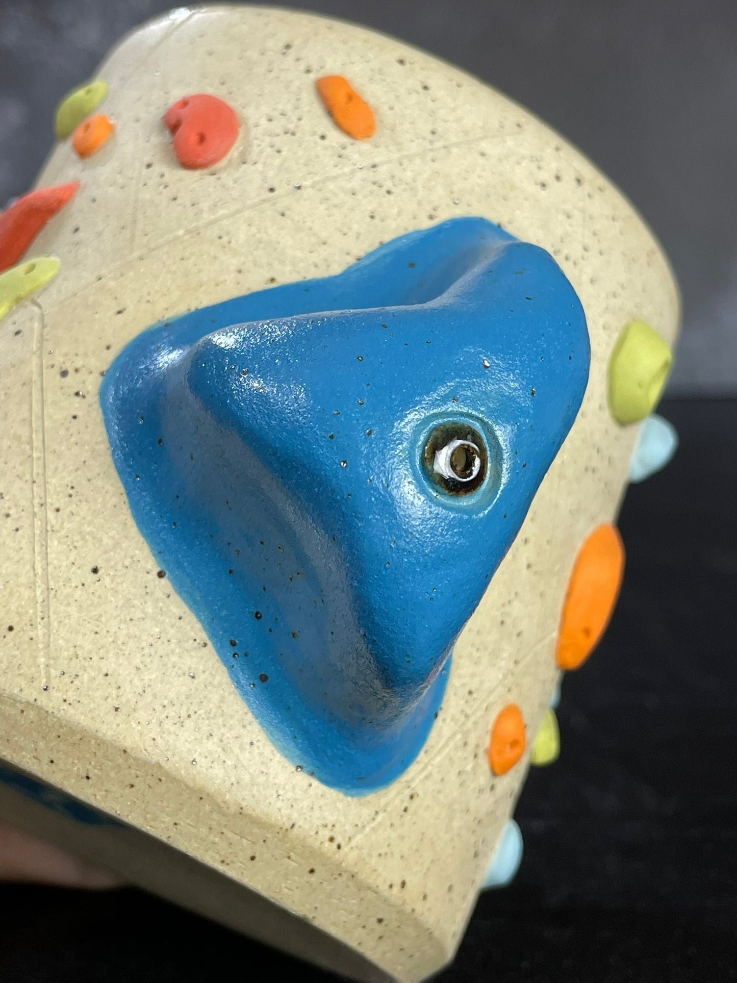 Buff Speckled Climbing Cup with Hold Handle - Handsculpted