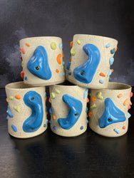 Buff Speckled Climbing Cup with Hold Handle - Handsculpted