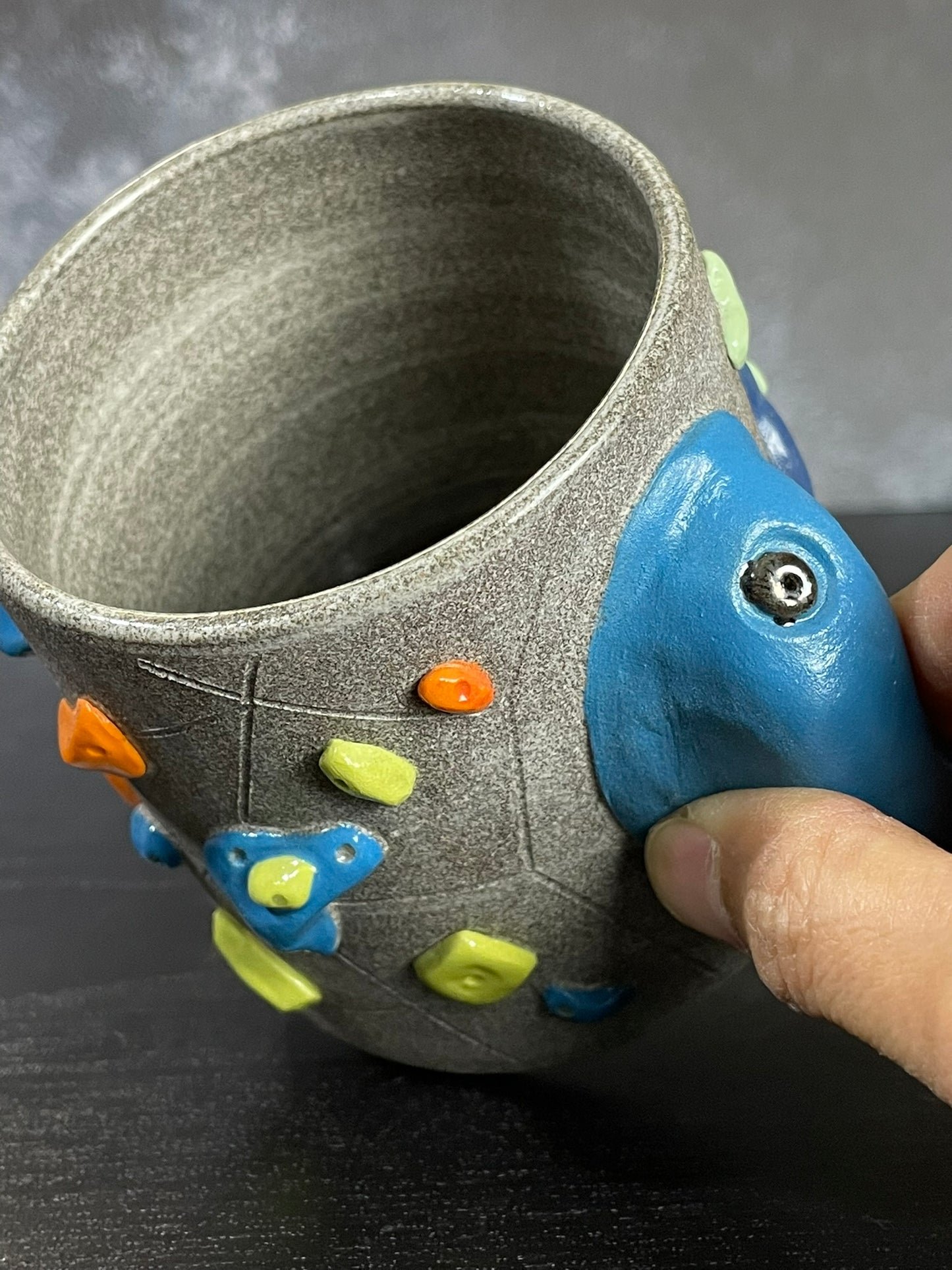 Granite Climbing Cup with Hold Handle 11-15oz - Handsculpted